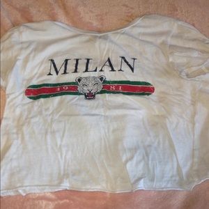 Cropped white graphic tee